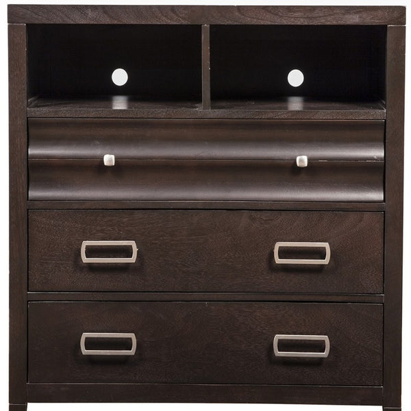 HomeRoots 18" Mahogany Solid Wood Open Shelving TV Stand – Stylish Storage, Versatile Display & Timeless Design 404277