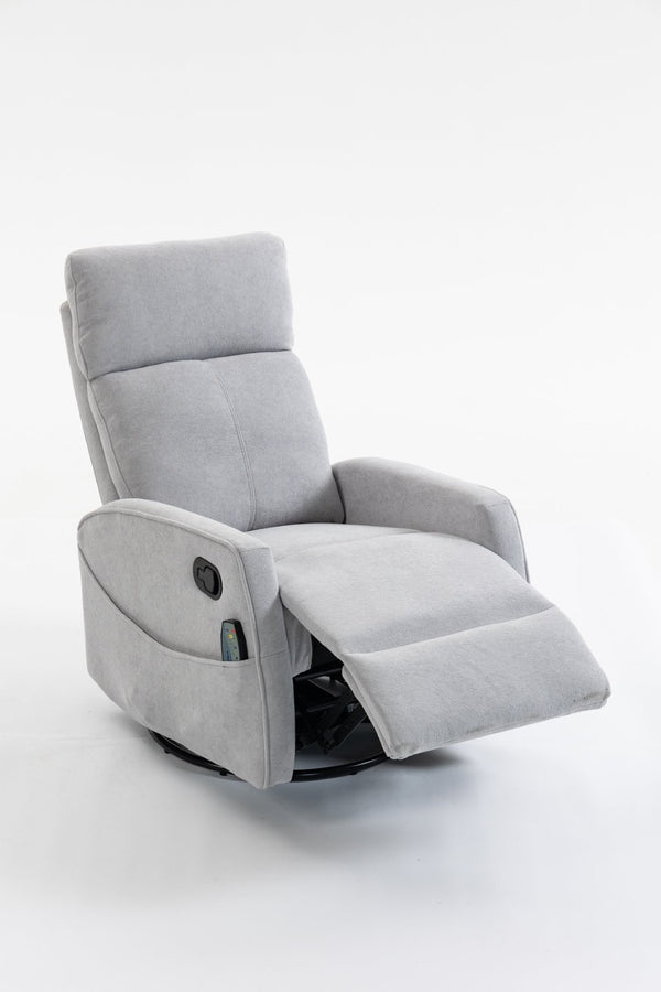 English Elm Short Plush Swivel Recliner Armchair with 360 Degree Rotation for Living Room Grey W547P437355