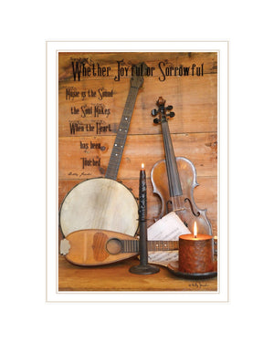 HomeRoots Music Framed Print Wall Art - Modern White Design, High-Quality Giclée for Any Room Decor 404343