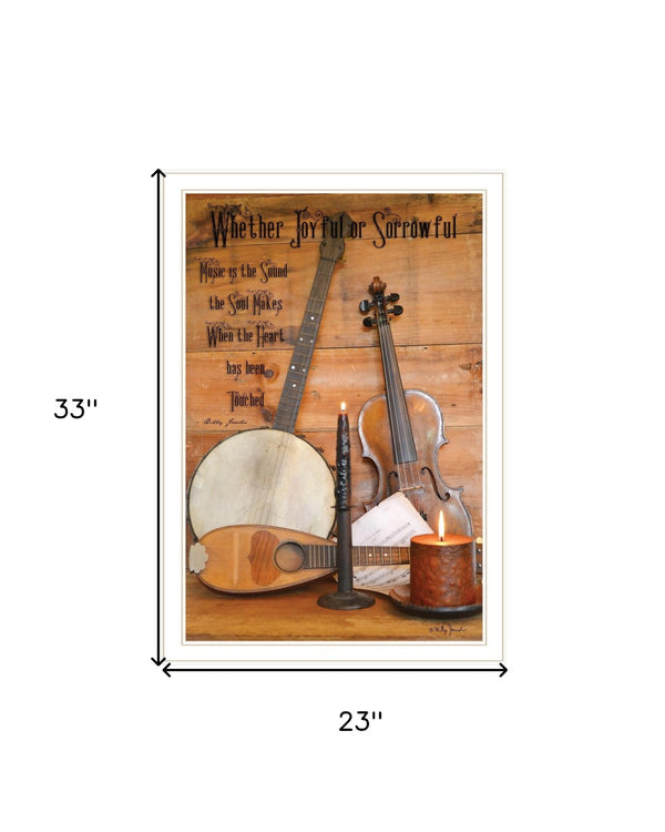 HomeRoots Music Framed Print Wall Art - Modern White Design, High-Quality Giclée for Any Room Decor 404343