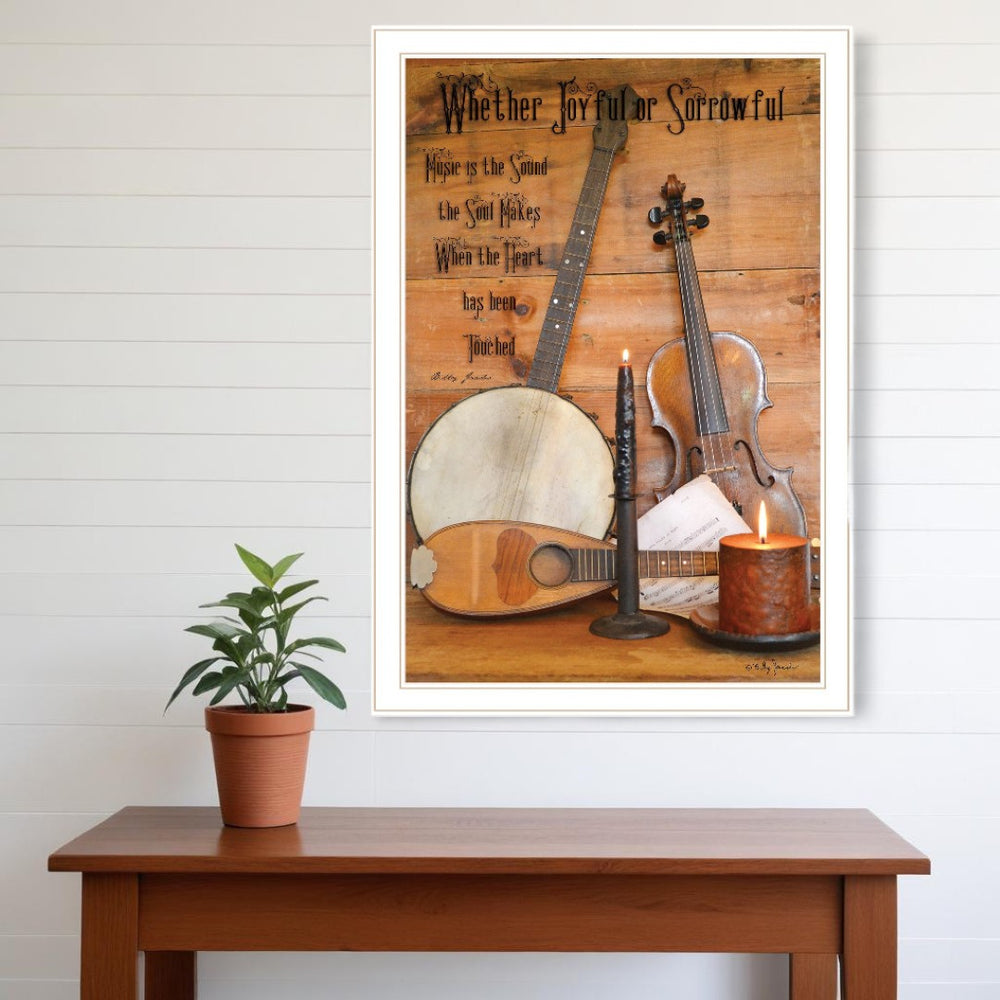 HomeRoots Music Framed Print Wall Art - Modern White Design, High-Quality Giclée for Any Room Decor 404343