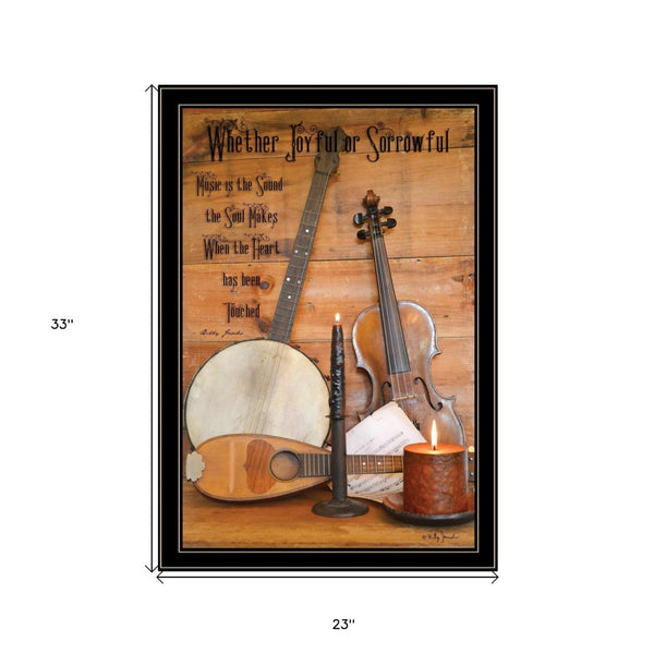 HomeRoots Music Framed Print Wall Art - Modern Graphic Design for Stylish Décor in Any Room or Office Space Black and Gold 404344