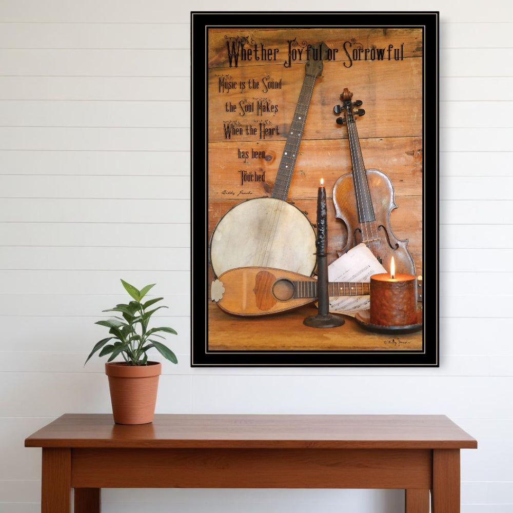 HomeRoots Music Framed Print Wall Art - Modern Graphic Design for Stylish Décor in Any Room or Office Space Black and Gold 404344