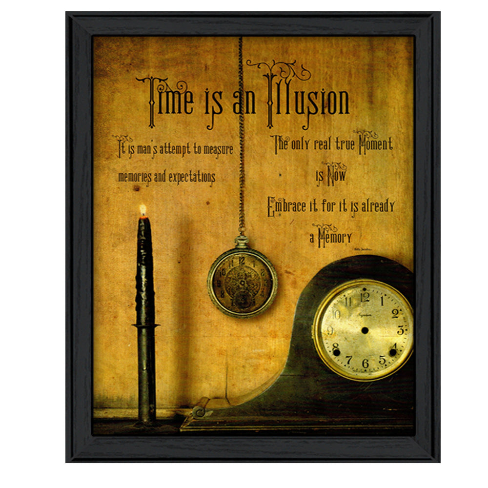 Homeroots Time Black Framed Print Wall Art  Wood Product Paper Print Uv Coating 404345