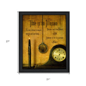 Homeroots Time Black Framed Print Wall Art  Wood Product Paper Print Uv Coating 404345