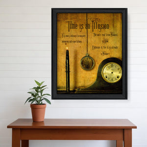 Homeroots Time Black Framed Print Wall Art  Wood Product Paper Print Uv Coating 404345