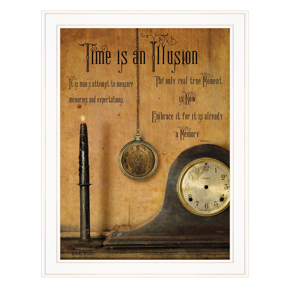Homeroots Time Is An Illusion 3 White Framed Print Wall Art  Wood Paper 404346