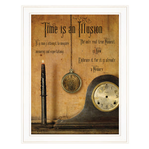 Homeroots Time Is An Illusion 3 White Framed Print Wall Art  Wood Paper 404346
