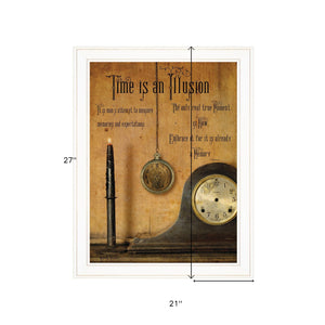 Homeroots Time Is An Illusion 3 White Framed Print Wall Art  Wood Paper 404346