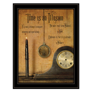 Homeroots Time Is An Illusion 4 Black Framed Print Wall Art  Wood Paper 404348