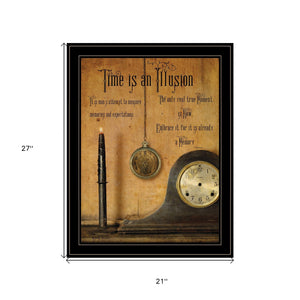 Homeroots Time Is An Illusion 4 Black Framed Print Wall Art  Wood Paper 404348