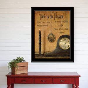 Homeroots Time Is An Illusion 4 Black Framed Print Wall Art  Wood Paper 404348