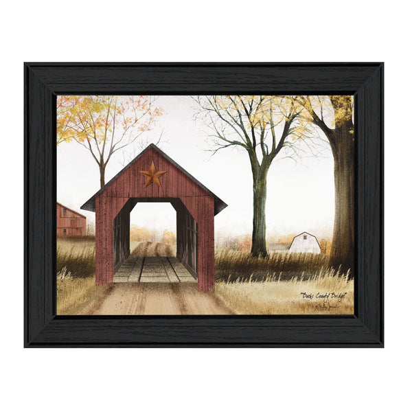 Homeroots Bucks County Bridge 4 Black Framed Print Wall Art  Wood Product Paper Print Uv Coating 404354
