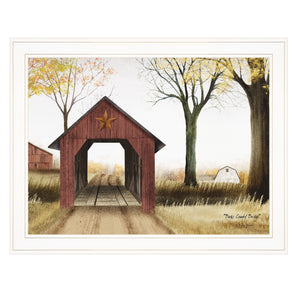 Homeroots Buck County Bridge 1 White Framed Print Wall Art  Wood Paper 404355