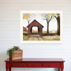 Homeroots Buck County Bridge 1 White Framed Print Wall Art  Wood Paper 404355