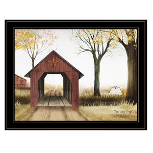 Homeroots Buck County Bridge 2 Black Framed Print Wall Art  Wood Paper 404356