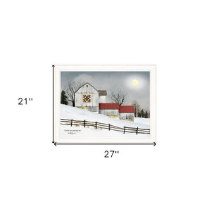 Homeroots Christmas Star Quilt Block Barn 1 White Framed Print Wall Art  Wood Paper 404358