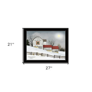 Homeroots Christmas Star Quilt Block Barn 2 Black Framed Print Wall Art  Wood Paper 404359