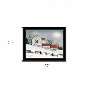 Homeroots Christmas Star Quilt Block Barn 2 Black Framed Print Wall Art  Wood Paper 404359