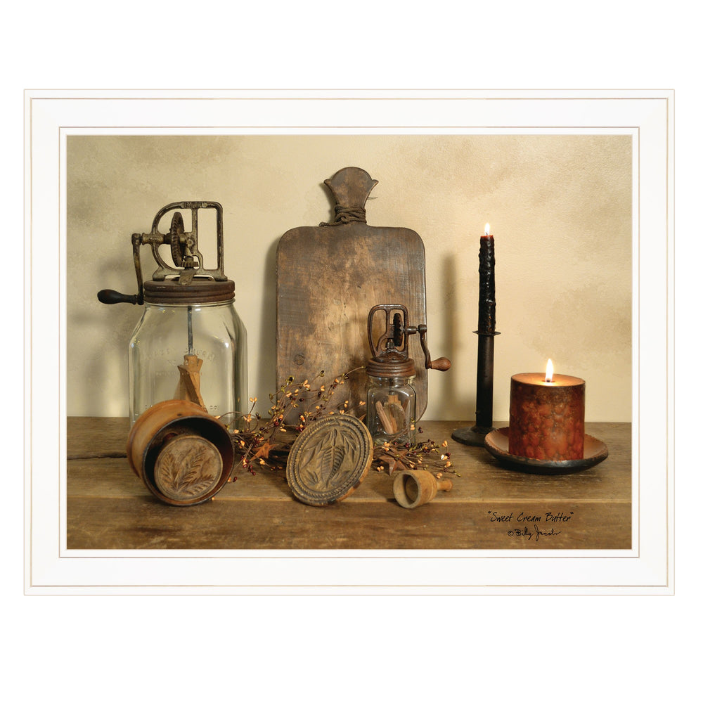 Homeroots Sweet Cream Butter 3 White Framed Print Wall Art  Wood Paper 404370