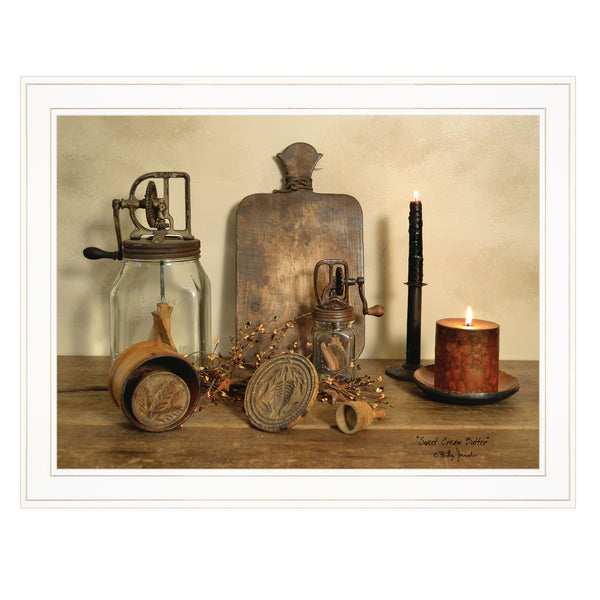 Homeroots Sweet Cream Butter 3 White Framed Print Wall Art  Wood Paper 404370