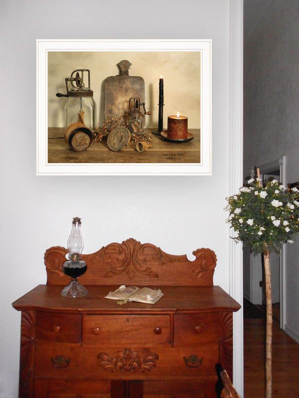 Homeroots Sweet Cream Butter 3 White Framed Print Wall Art  Wood Paper 404370