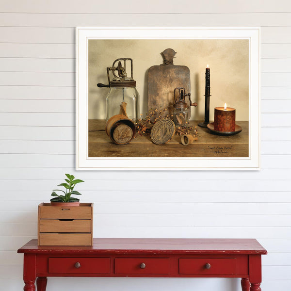 Homeroots Sweet Cream Butter 3 White Framed Print Wall Art  Wood Paper 404370