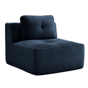 English Elm Armless Modular Sofa Seat Corduroy Upholstered Deep Cushion Living Room Lounge Chair Blue W714P364694