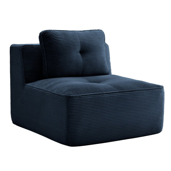 English Elm Armless Modular Sofa Seat Corduroy Upholstered Deep Cushion Living Room Lounge Chair Blue W714P364694