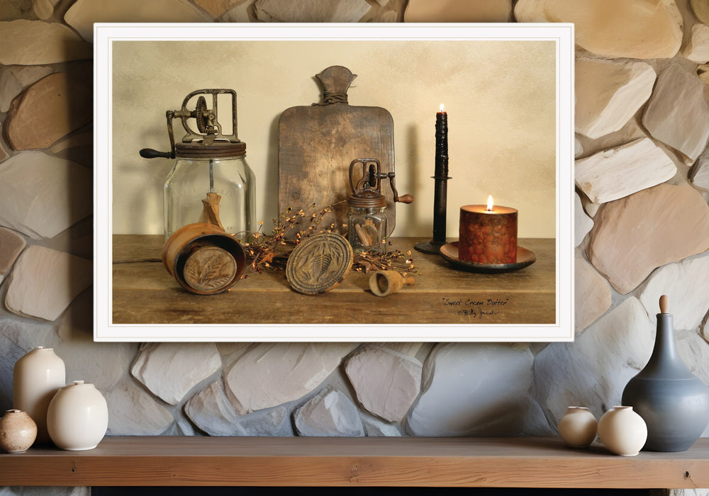 Homeroots Sweet Cream Butter 5 White Framed Print Wall Art  Wood Paper 404372