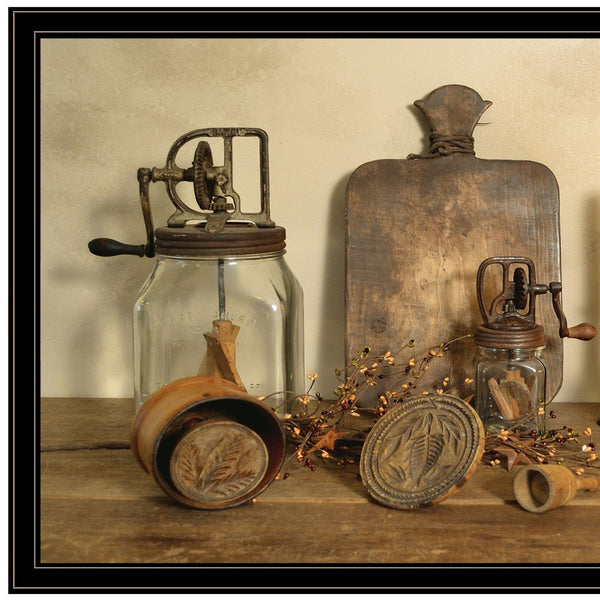 Homeroots Sweet Cream Butter 6 Black Framed Print Wall Art  Wood Paper 404373