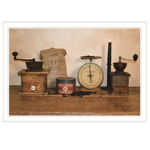 Homeroots The Daily Grind 7 White Framed Print Wall Art  Wood Paper 404378