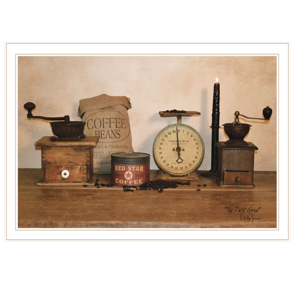 Homeroots The Daily Grind 7 White Framed Print Wall Art  Wood Paper 404378