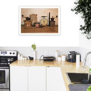 Homeroots The Daily Grind 7 White Framed Print Wall Art  Wood Paper 404378