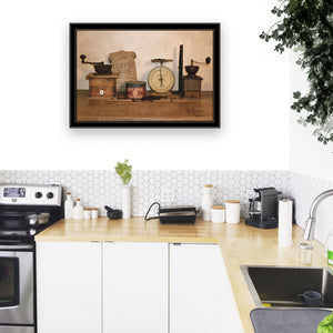 Homeroots The Daily Grind 8 Black Framed Print Wall Art Black And Gold Wood Paper 404379
