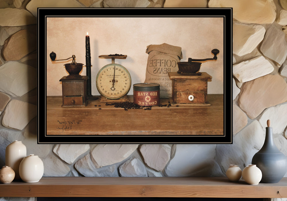 Homeroots The Daily Grind 8 Black Framed Print Wall Art Black And Gold Wood Paper 404379