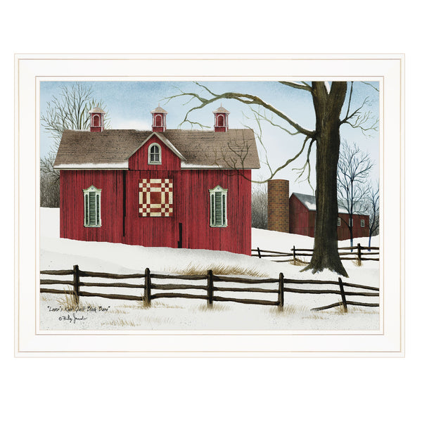 Homeroots Lovers Knot Quilt Block Barn 3 White Framed Print Wall Art  Wood Paper 404389