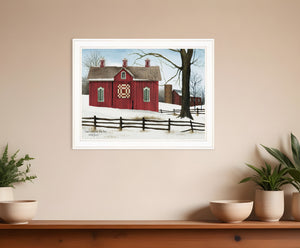 Homeroots Lovers Knot Quilt Block Barn 3 White Framed Print Wall Art  Wood Paper 404389