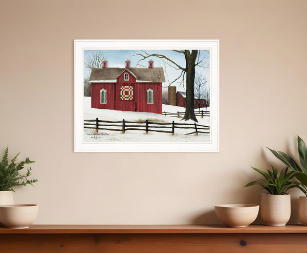 Homeroots Lovers Knot Quilt Block Barn 3 White Framed Print Wall Art  Wood Paper 404389