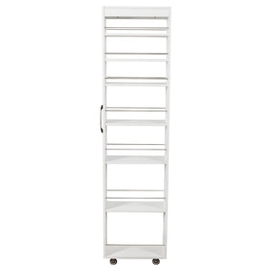 English Elm 7 Tier Rolling Slim Kitchen Organizer with Open Shelves and Casters for Narrow Spaces W331P374571