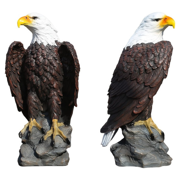 English Elm 13" Hand-painted Resin Bald Eagle Statue Patriotic Sculpture for Garden or Entryway W5709P462783