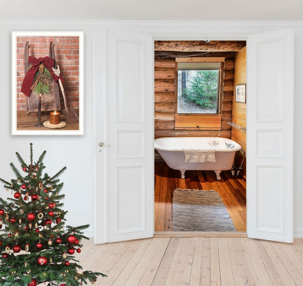 HomeRoots Let Christmas Live 3 Framed Print Wall Art - Modern Holiday Decor for Home and Office Spaces White 404405
