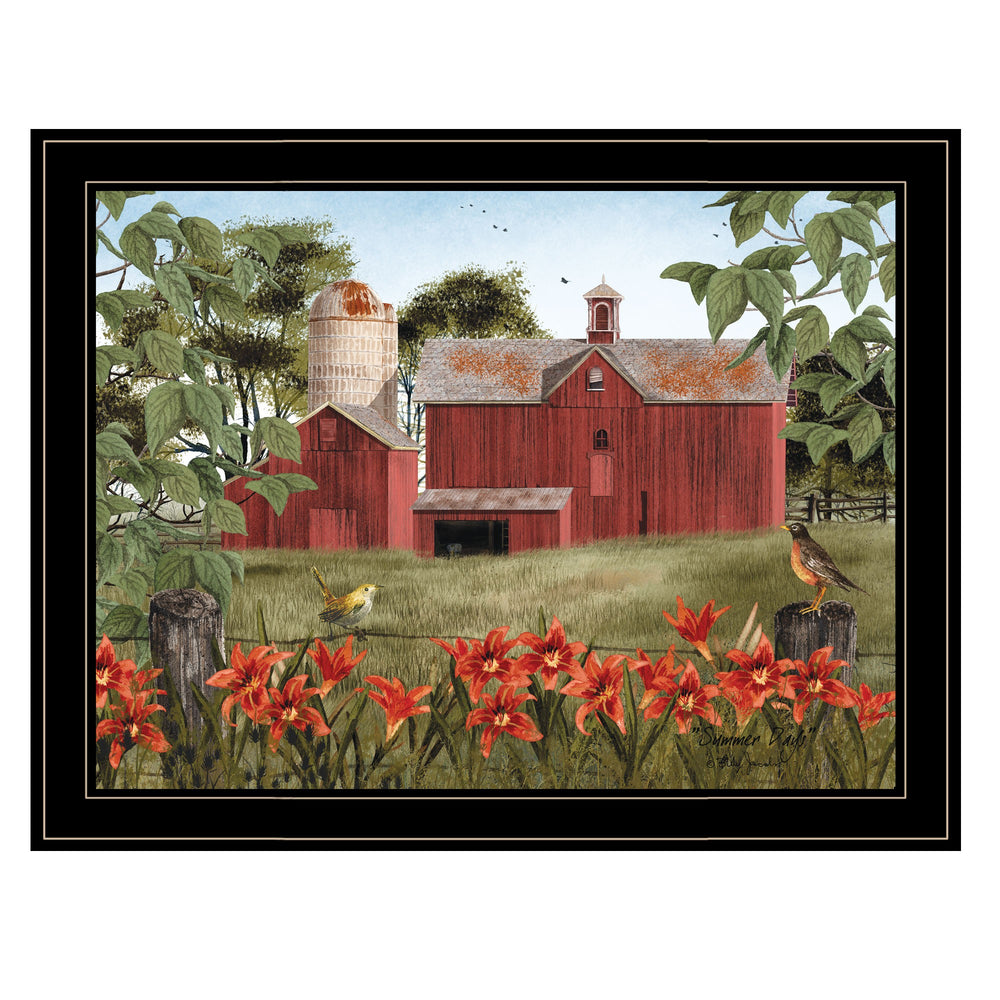 Homeroots Summer Days 7 Black Framed Print Wall Art  Wood Paper 404410