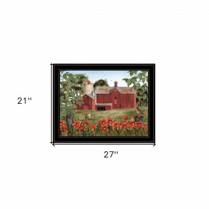 Homeroots Summer Days 7 Black Framed Print Wall Art  Wood Paper 404410