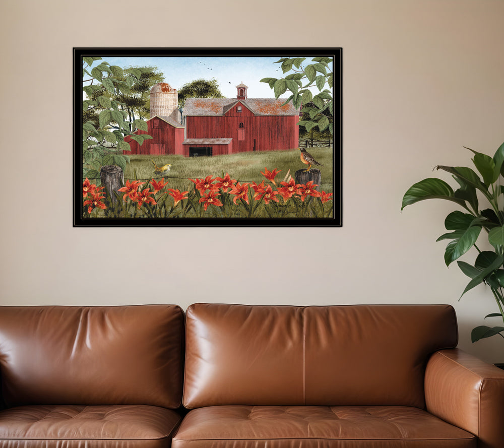 Homeroots Summer Days 9 Black Framed Print Wall Art  Wood Paper 404414