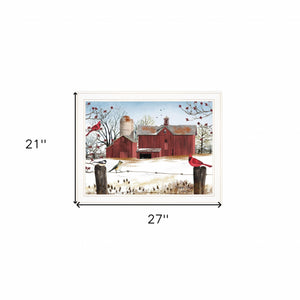 Homeroots Winter Friends 7 White Framed Print Wall Art  Wood Paper 404424