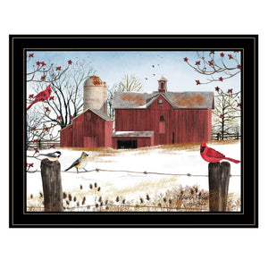 Homeroots Winter Friends 8 Black Framed Print Wall Art  Wood Paper 404425
