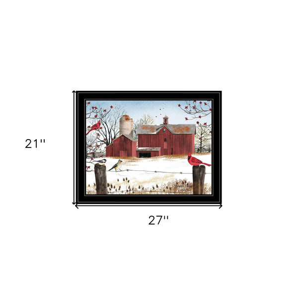 Homeroots Winter Friends 8 Black Framed Print Wall Art  Wood Paper 404425