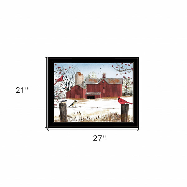 Homeroots Winter Friends 8 Black Framed Print Wall Art  Wood Paper 404425