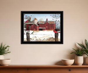 Homeroots Winter Friends 8 Black Framed Print Wall Art  Wood Paper 404425